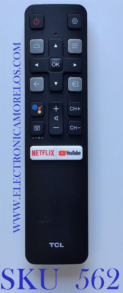 CONTROL REMOTO ORIGINAL NUEVO PARA SMART TV TCL CON COMANDO DE VOZ A DISTANCIA / NUMERO DE PARTE RC802V FNR1 / 06-BTZNYY-SRC802V / FH200417002972R1 / MODELOS 65P8S / 49S6800FS / 49S6510FS / 55P8S / 55EP680 / 50P8S